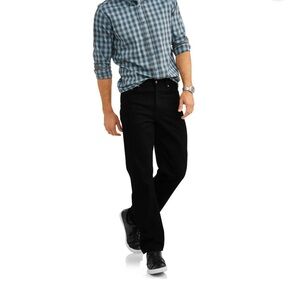 George Men's Relaxed Fit Tapered Leg Jeans- Black